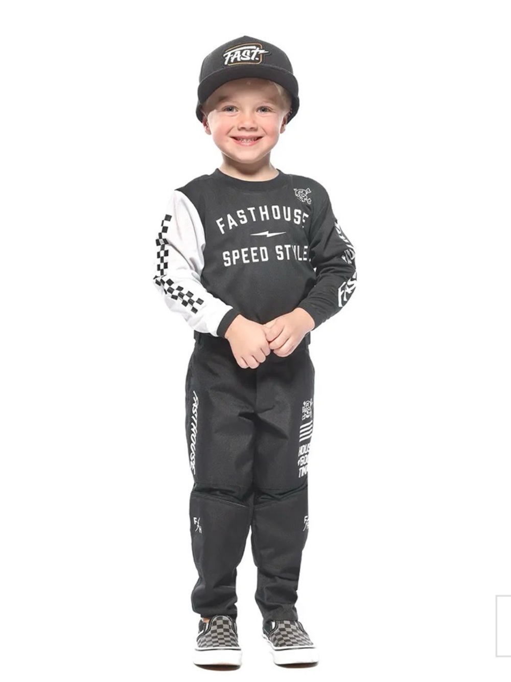 Fasthouse Kids' Black and White MX Rashguard Matching Set